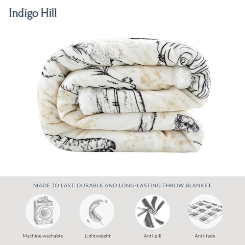 Paseo Road Indigo Hill by HiEnd Accents Farm Life 54x68 Brown Throw Blanket | American Farmstead Rural Life Print, Western-Style Sherpa Fleece Blanket for the Couch, Sofa, Bed, or Camping Outdoors - color: Farm Life Brown