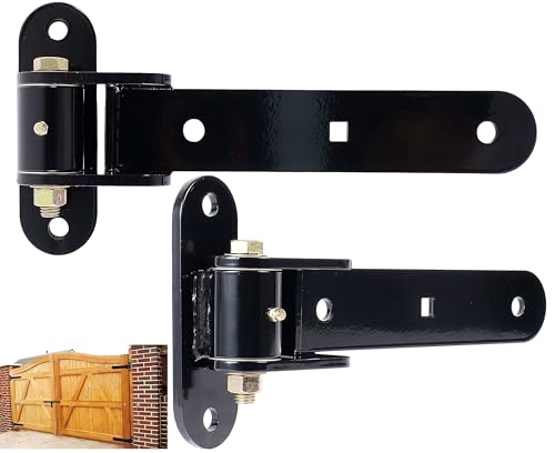 13" Heavy Duty Strap Gate Hinges,900LBS Load Capacity,Thickened Solid Steel | 2Pcs Built-in Ball Bearing T Hinge for 180°or90°Smooth Swing,Bolt or Weld-On Wooden/Metal,Garden Fence Shed Barn Gate(Patent) - size: Large-R
