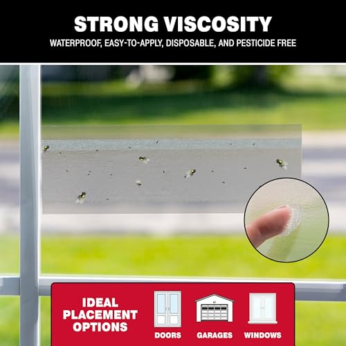 Catchmaster Window Fly Traps 12-Pack, Fruit Fly Traps for Indoors, Disposable Bulk Bug Catcher, Waterproof Insect Glue Trap, Adhesive Strips, Pest Control for Home, Kitchen, & Garage - size: 12 Standard Traps