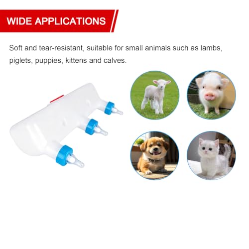 Goat Bottle Feeder 3-Nipple 3L,Leakproof Double-Layer Nipples Hanging Milk Feeder for Lambs Piglets Puppies Kittens Calves,Includes 3 Replacement Pacifiers and 4 Cable Ties,Dishwasher Safe