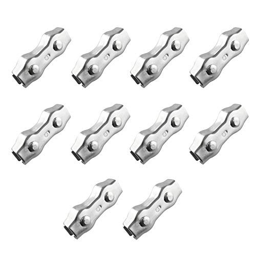 10pcs 304 Stainless Steel Wire Rope Clip M5 Poly Rope Connector Wires Splicer Connector Polyethylene Cord Connectors for Electric Fences