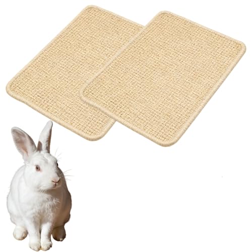 2-Piece Natural Sisal Rabbit Accessories, Scratching Pad, Premium Rug for Rabbit, Multi-Functional Bunny Mat, for Cage Flooring & Chewing