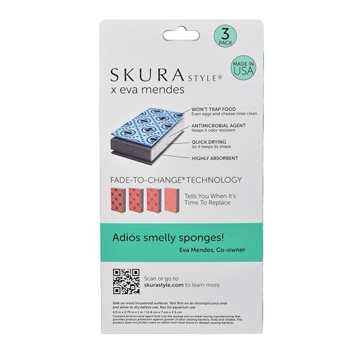 Skura Style x Eva Mendes Kitchen Dish Sponges 6 Pack, Odor Free Non-Scratch - size: 6 Sponges