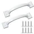 2Pcs V171 6-1/2" Gate Handle,5.5 Inch White Barn Door Handles Metal Gate Pull Screen Doors Handles Stainless Steel White Screen Door Handle with Screws - color: White