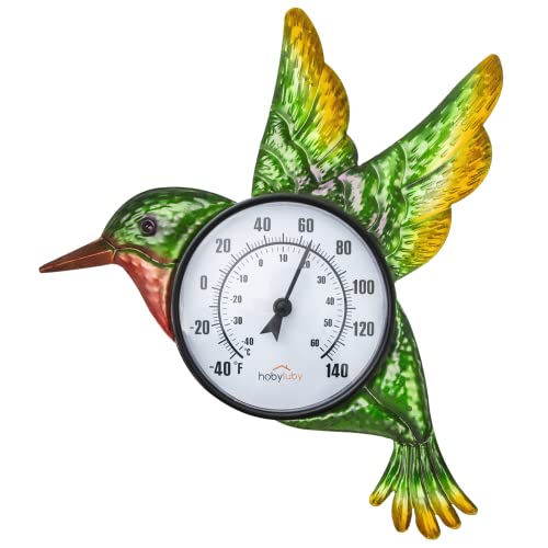 Indoor Outdoor Thermometer, Hummingbird Wall Thermometer | No Batteries Required, Decorative for Patio, Living Room, Garden Greenhouse, Wine Cellar - style: Hummingbird-Shape