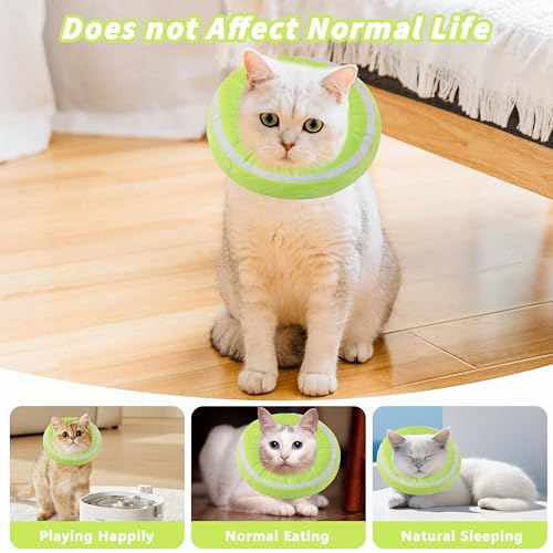 Soft Cat Cone Collar, Cute Cats Recovery Collar Suitable for Cats | Cat cone for Small, Medium, Large cat,Elizabethan Neck Collar for Cats After Surgery (Kiwifruit, Medium) - color: Kiwifruit, size: Medium