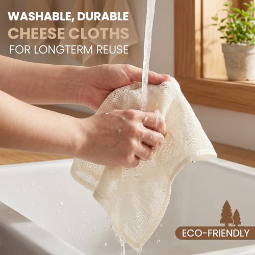 10Pcs Cheese Cloths 18x18 Inch, Grade 100 Cheesecloth for Straining | Reusable Cheese Cloth With Reinforced Edges, Unbleached Cotton Muslin Fabric Strainer for Baking,Juicing,Milk,Cheese, Crafts - size: 10 PCS - 18x18 Inch