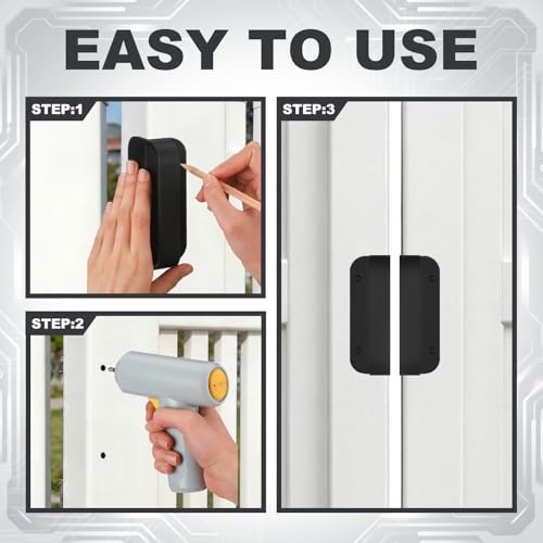 Sliner 2 Pcs Nylon Gate Handle 5.5" Heavy Duty Universal Vinyl Handles Black Rust-Proof Outdoor Gate Pull Ergonomic Extra Knuckle Room Left Right Reversible Door Supplies for PVC Aluminum Wood Door
