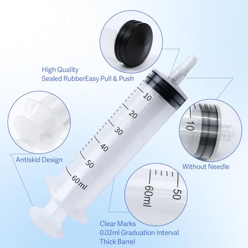 60ml Syringes Without Needles, 60cc Luer Lock Syringe - Disposable Individually Wrapped(30 Pack) - size: 60ml