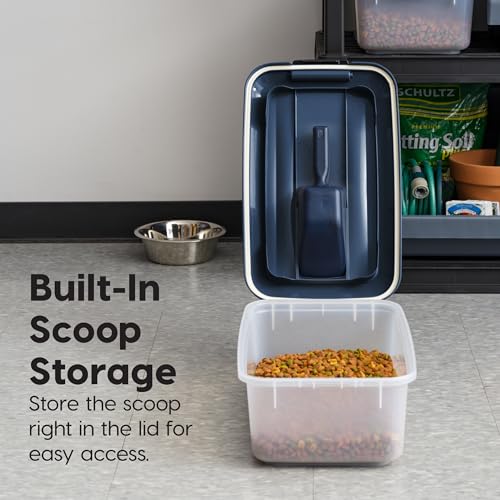 IRIS USA Dog Food Storage Container, 2-Pack, Up to 14 lbs, Navy | Made in the USA, Comes with 2-Cup Sccop, Stacklable, Airtight Seal, BPA-Free, Bird Seed, Cat food, Treats, Keeps Kibble Fresh - color: Navy, size: 14 lbs - 2 Pack