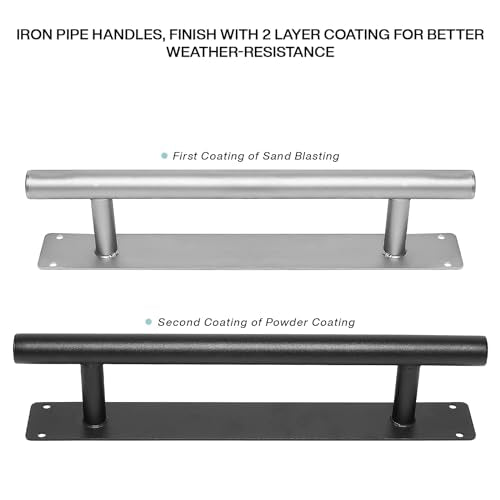 12 Inch Black Exterior Sliding Barn Door Handles, Gate Pull Handles | Pack of 2, Heavy Duty Metal, Indoor & Outdoor, Farmhouse Garage Fence Sheds Cabinet Closet Drawer Door Pulls, 2 Size Screws - style: Round
