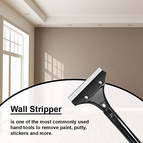 Razor Blade Scraper, 4-inch Heavy Duty Long-Handle Scraper for Wallpaper, Paint, Floor, Tile and Windows, Rubber Grip, Made in USA