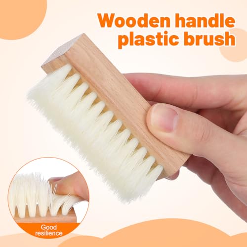 GLEAVI 4Pcs Shoe Cleaning Brush Set: Sturdy Wood Handle Soft Nylon Bristle Scrubbers, 3.7 Inch Portable Dirt Remover for Sneakers, Suede & Leather Boots