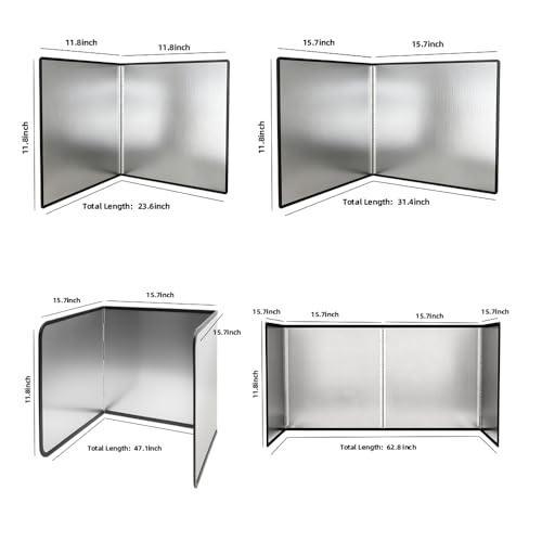 Foldable Stainless Steel Cat & Dog Splash Guard – Black Foam Strap & Edges, Food & Litter Spill Protector for Messy Eater Pets, Walls & Floors & Kitchen (15.7 * 11.8 in-2 Sises) - size: 15.7*11.8 in-2 Sises