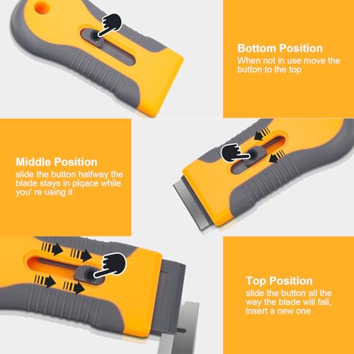 Razor Blade Scraper Tool with 15pcs Extra Blades, Multi-Surface Glass Stove Top Scraper for Paint, Window, Old Label, Decal Sticker, Ceramic Cooktops, Ovens - color: Small Razor Blade Scraper