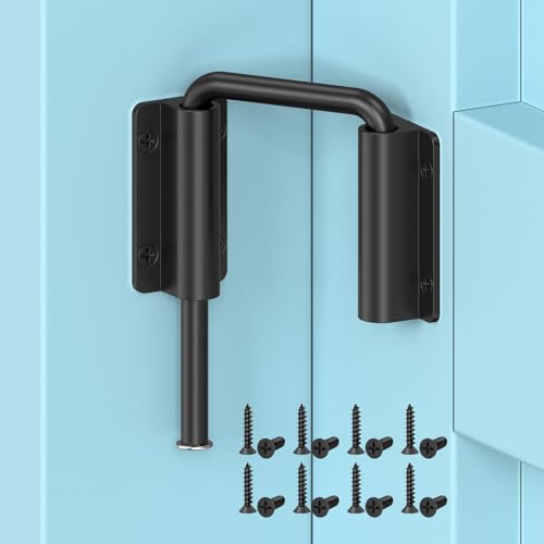 Upgraded Sliding Door Loop Lock, Barn Door latch-Black-1PC | 2.38″ Multi-Angle Locks for 90/180 Degree Aluminum Alloy Security Gate Latches for Fence, Window, Closet, Bedroom, Screen - color: Black-1PC