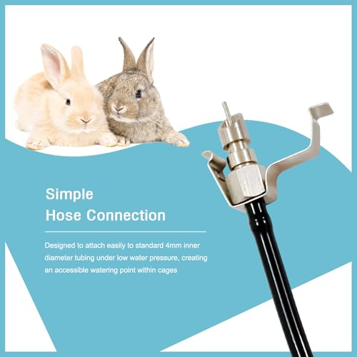 8pcs Stainless Steel Rabbit Watering Nipples Metal with Cage Clips Rabbit Water Nipples Dispenser Hamster Waterer Automatic Watering System - color: Metal