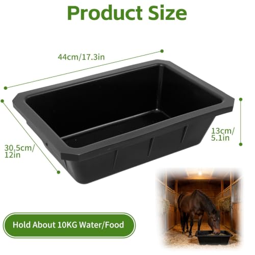 5 PCS Heavy Duty Rubber Feed Pan, 10 Quart/2.5 Gallon Square Feed Bucket | Heavy Duty Feed and Water Tubs for Horses, Goats, Pigs and Livestock, Durable Square Design for Barn, Stable and Farm Use - size: 17.3 × 12 × 5.1in