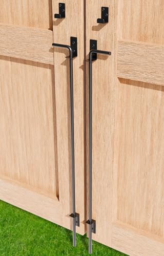 36" Heavy Duty Cane Bolt Gate Drop Rod Extra Thick Hardware Ground Latch | for Wood PVC Vinyl Metal Fences Gates, Double Doors, Black Solid Steel-2 Pack - color: 36 Inch