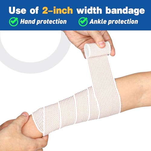 AZEN Premium 4 Pack Elastic Bandage Wrap (2x2", 2x3"), Compression Wrap Bandage for Legs, Ankle, Knee, Tummy, Body, Latex-Free, Lymphedema Wraps for Legs - color: Mix 4p (2in & 3in)