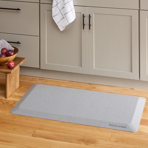 KitchenAid Gourmet Series Kitchen Comfort Gel Mat, Solid Basketweave, Matte Grey, 20"x39" - color: Matte Grey