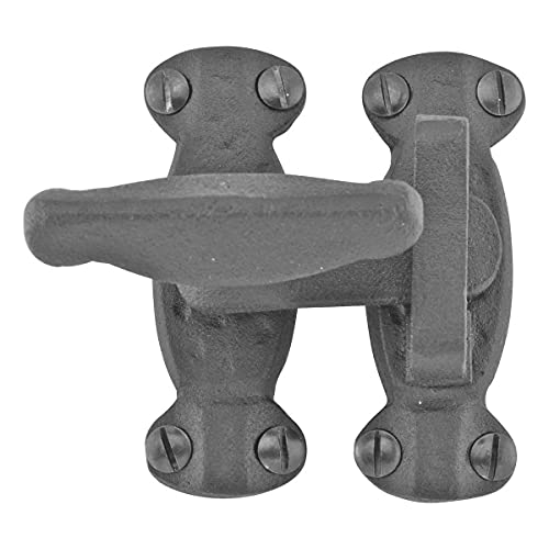 Renovators Supply Manufacturing 2" Black Wrought Iron Door Latch Lock Antique Style Slide Latch for Cabinets, Windows, or Cupboards Rust Resistant with Mounting Hardware - size: Pack of 1