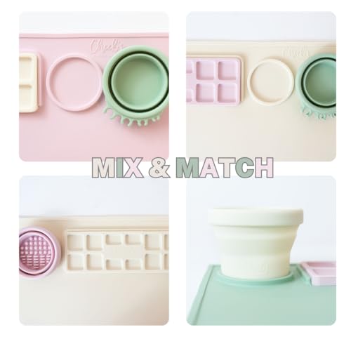 V2.0 Art Creator Silicone Craft Mat for Kids 15"x17" – Non-Stick, Waterproof & Easy to Clean, Collapsible Cleaning Brush, Removable Palette & Cups for Painting, Resin, Crafts, Clay & Playdough