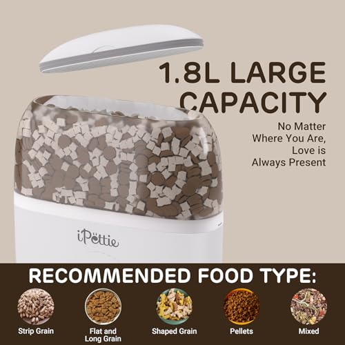iPettie Smart WiFi Hanging Cage Feeder, Remote & Portion Control, 62oz | WiFi APP Control, Timed Feeding, Compatible with 5-30mm Dry Food, Ideal for Rabbits, Cats, Dogs, Hamsters, and Pet Stores