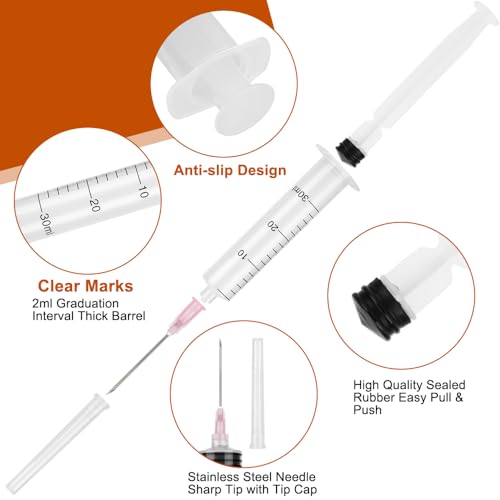 3 Pack 30ml Syringes with Needle 18G 1.5”, Sterile Luer Lock Syringe Individually Sealed for Labs, Liquid Measuring,Oil, Glue Applicator - style: 30ml