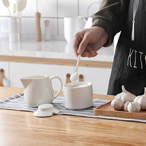 ONTUBE Ceramics Creamer,Porcelain Coffee Milk Creamer Pitcher with Handle for Home and Kitchen - 10 oz (White) | With Handle, For Home and Kitchen