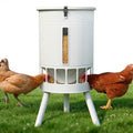 KOL 50LB Metal Chicken Feeder - No Waste, No Clog Design with 16 Ports & Smooth Gravity-Flow, Powder Coated Rust-Proof for Coop Use (Jade White) - color: Jade White