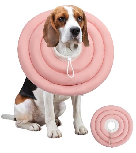 Soft Dog Cones, Recovery Dog Donut Collar After Surgery-Cone of Shame Alternative, Pet Elizabethan E-Collar Anti-Bite Lick Wound Healing Adjustable for Small Large Medium Dogs,XL - color: pink, size: XL-25lbs
