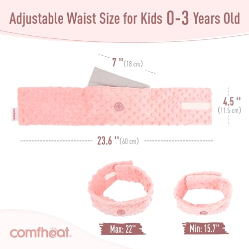 Colic and Gas Relief for Newborns, Flaxseed Heated Tummy Wrap | Infants Baby Swaddling Belt with Soothing Warmth, Natural Relief for Upset Stomach in Babies Toddlers, 0-3 Years (Pink) - color: Pink