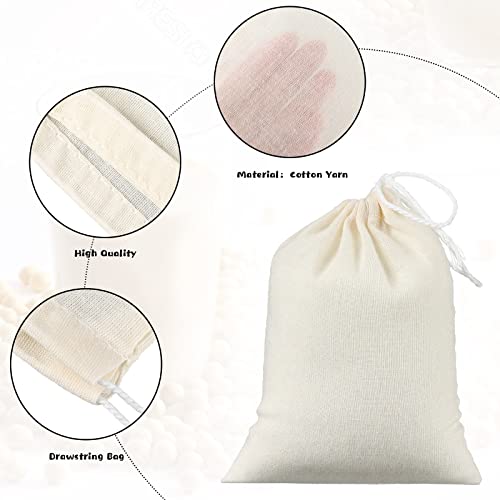 3 x 4 Inch 100 Pieces Muslin Bags Cheesecloth Bags for Straining Reusable Tea Filter Cold Brew Milk Tea Filter Strainer Cheese Clothes Cheese Clothbags for Office Kitchen Cooking - size: 3 x 4 Inch