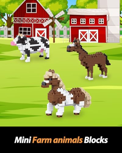 QISHOUTING Horse Mini Building Toy for Kids, Farm Animals Mini Stallion Building Blocks & Learning Toy for Girls Boys, Stallion Figurine Toys for Adults Girls, Birthday Party Favors Stocking Stuffers - style: Stallion