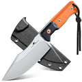 Purple Dragon Outdoor Knife for Skinning - Drop Point Skinning Knife Orange | Forged from a Single Piece of D2 Steel, Full Tang G10 Handle, Gift Box - size: 4.9 inch