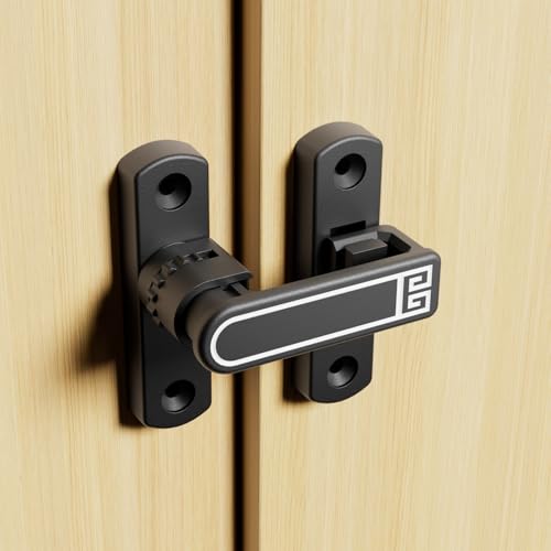 Height-Adjustable Flip Latch Lock 90/180 Degree Sliding/Swinging Door Lock Latch Bolt for Barn Garage Garden Fence Gate Shed Window Cabinet Patio Screen French Door Upgraded (Black+Luminous) - color: Black+Luminous