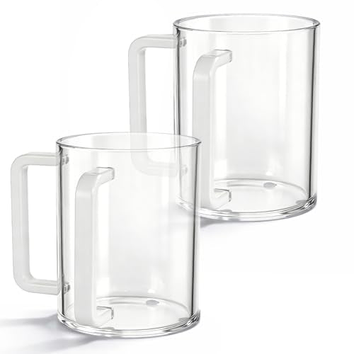 2 Pcs Judaica Hand Washing Cup with Dual Handles 5" Acrylic Clear Negel Vasser Hand Washing Cup for Jewish Ritual Netilat Yadayim Holiday Gifts (White Handle) - color: White Handle