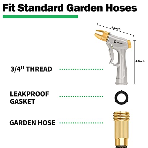 AUTOMAN Garden Hose Nozzle Sprayer - High Pressure 100% Metal Water Spray Nozzle With 4 Patterns - Heavy Duty for Watering Plants, Lawns, Washing Cars & Pets - style: 4 Patterns