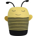 10x15 Inch Bee Basket with Lid, Handcrafted Cotton Rope Animal Storage Bin, Striped Bumble Bee Decor for Kids Bedroom Playroom, Yellow