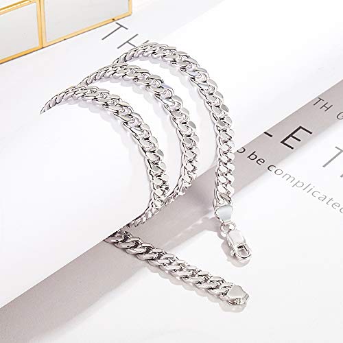 Dankadi Hip-Punk Solid 925 Sterling Silver Miami Cuban Link For Men & Woman Necklace Fashion 3-6 MM 18-30 inches Curb Chain Unisex Jewelry Gift - style: 6MM 26 inch