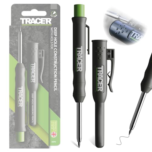 Tracer 2.8mm Carpenters Pencil Deep Hole Construction Pencil | Site Holster and Pencil Sharpener Carpenter Pencils Mark Up to 5.7 Inches Woodworking Pencil - Lapiz de Construccion - style: Pencil