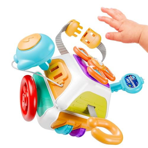 Busy Cube for Toddlers 2-3, Montessori Sensory Activities Busy Board Baby Gifts Infant Boys Girls Travel Toys Educational Learning