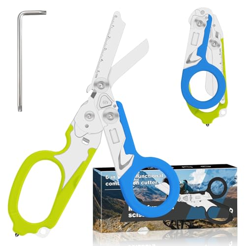 6-in-1 Heavy-Duty Emergency trauma shears (Blue green) - color: Blue Green