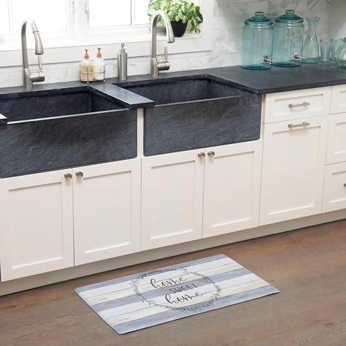 Home Dynamix Cozy Living Home Sweet Home Modern Farmhouse Runner Anti-Fatigue Kitchen Mat, Non-Slip Floor Mat, Padded Standing Desk Mat, Grey/Beige, 17.5"x30" - color: Grey/Beige, size: 18"L x 30"W x 0.5"Th