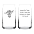 Custom Cow Face Personalized Can Shaped Pint Glass for Cow Gifts - 16 oz | Bevvee Customizable personalized cattle gift ideas for cow lovers, farmers and ranchers. - style: Custom