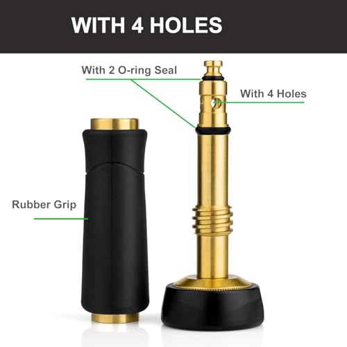 Brass Hose Nozzle, Heavy-Duty Adjustable Garden Twist Hose Nozzle Shut Off Valve, Suitable for Cleaning Car, Watering Flowers, Lawns, Cleaning Ground (2 Pack) - style: nozzle -2P