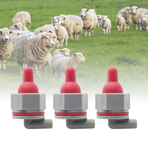 3 Pack Goat Nipple Soft Rubber Lamb Milk Nipples with Fixed Base | Soft Food Grade Rubber Replacement Lamb Sheep Nipples, Anti-Backflow Feeder for Goat Pig Dog Cat Animal Farm Feeding Supplies - color: Red+Grey, size: 1 Count (Pack of 3)