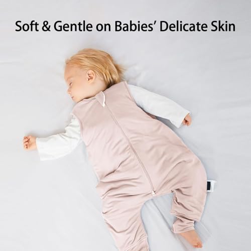 BubblePanda Rayon Made from Bamboo Sleep Sack with Feet 6-12 Months 2.5 Tog | Toddler Sleep Sacks with Legs, Soft Walker Sleeping Sack, Lightweight Baby Wearable Blanket, 2-Way Zipper, Pink, Small - color: Pink, size: S(6-12M)