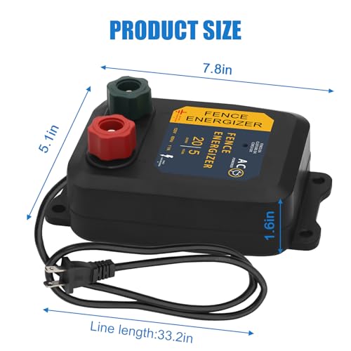 Electric Fence Charger, 5 Mile Plug in Electric Fence Energizer, for Preventing to Prevent Bears, Raccoons, Skunks Intruding - color: BLACK, size: 5 MILE